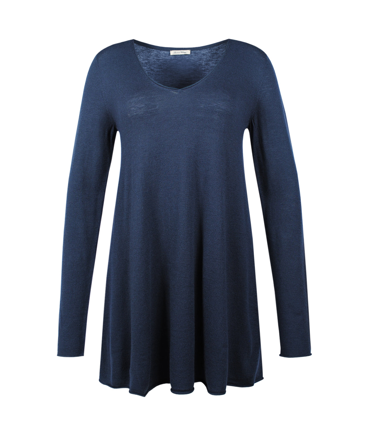 V-Pulli Feinstrick lang | graublau