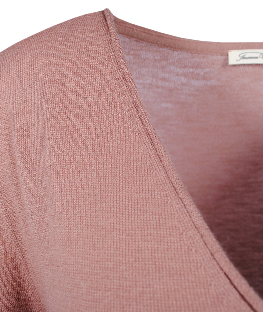 V-Pulli Feinstrick lang | rosenholz