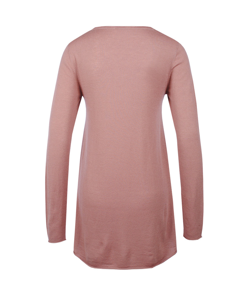 V-Pulli Feinstrick lang | rosenholz