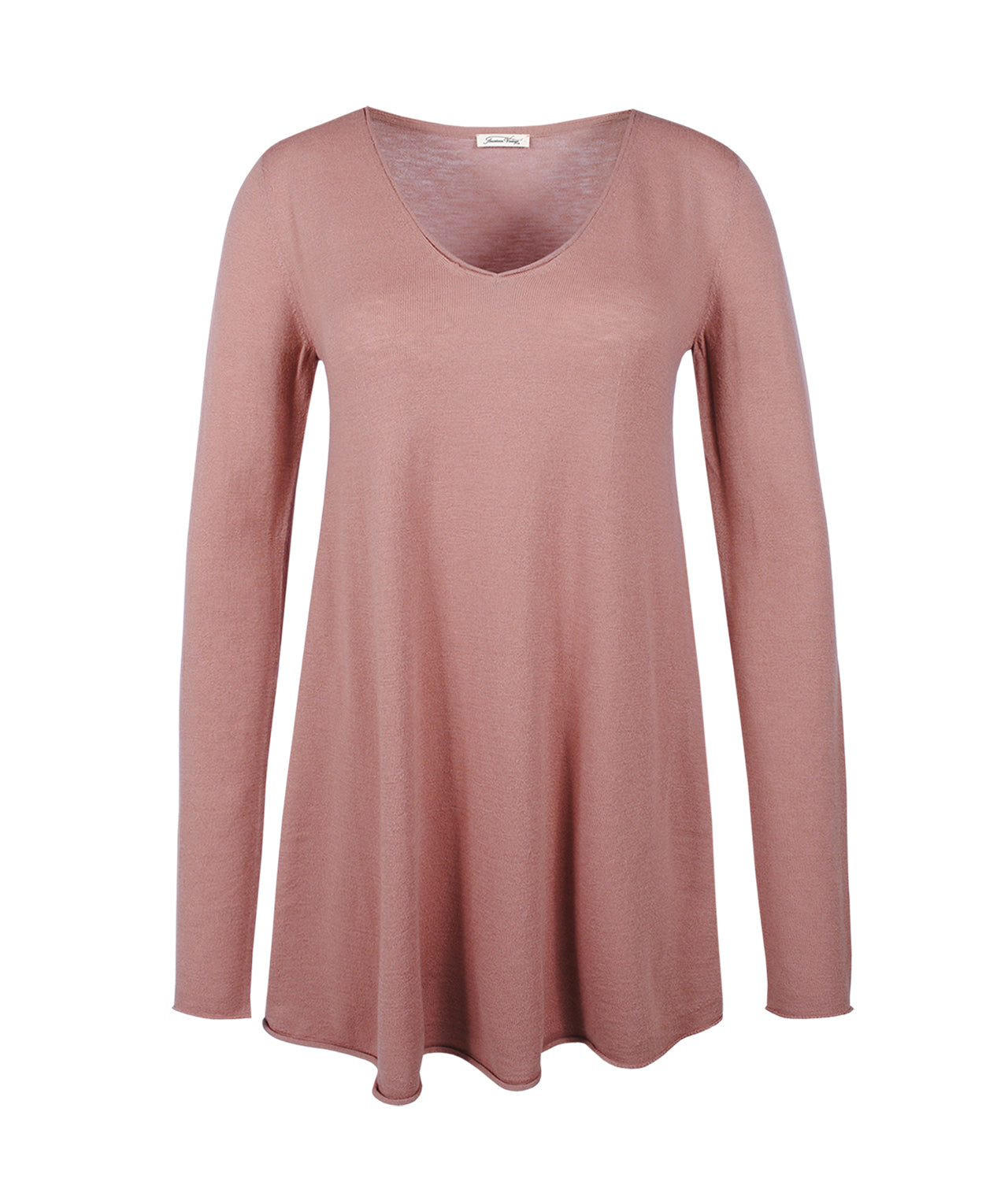 V-Pulli Feinstrick lang | rosenholz