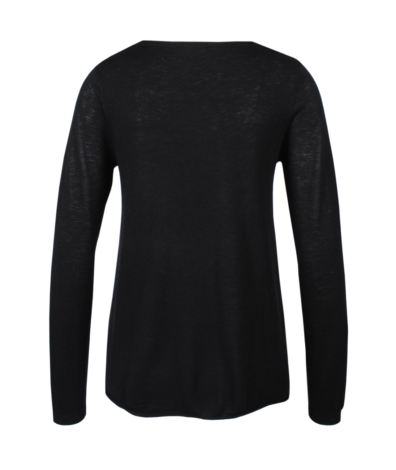 V-Pullover Feinstrick | schwarz