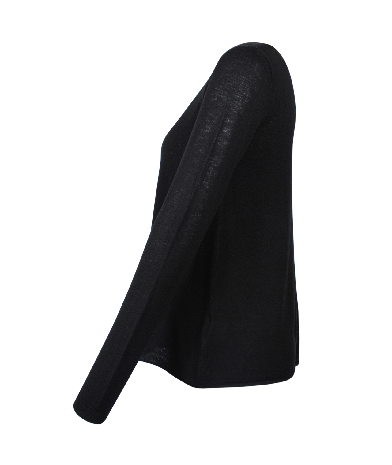 V-Pullover Feinstrick | schwarz