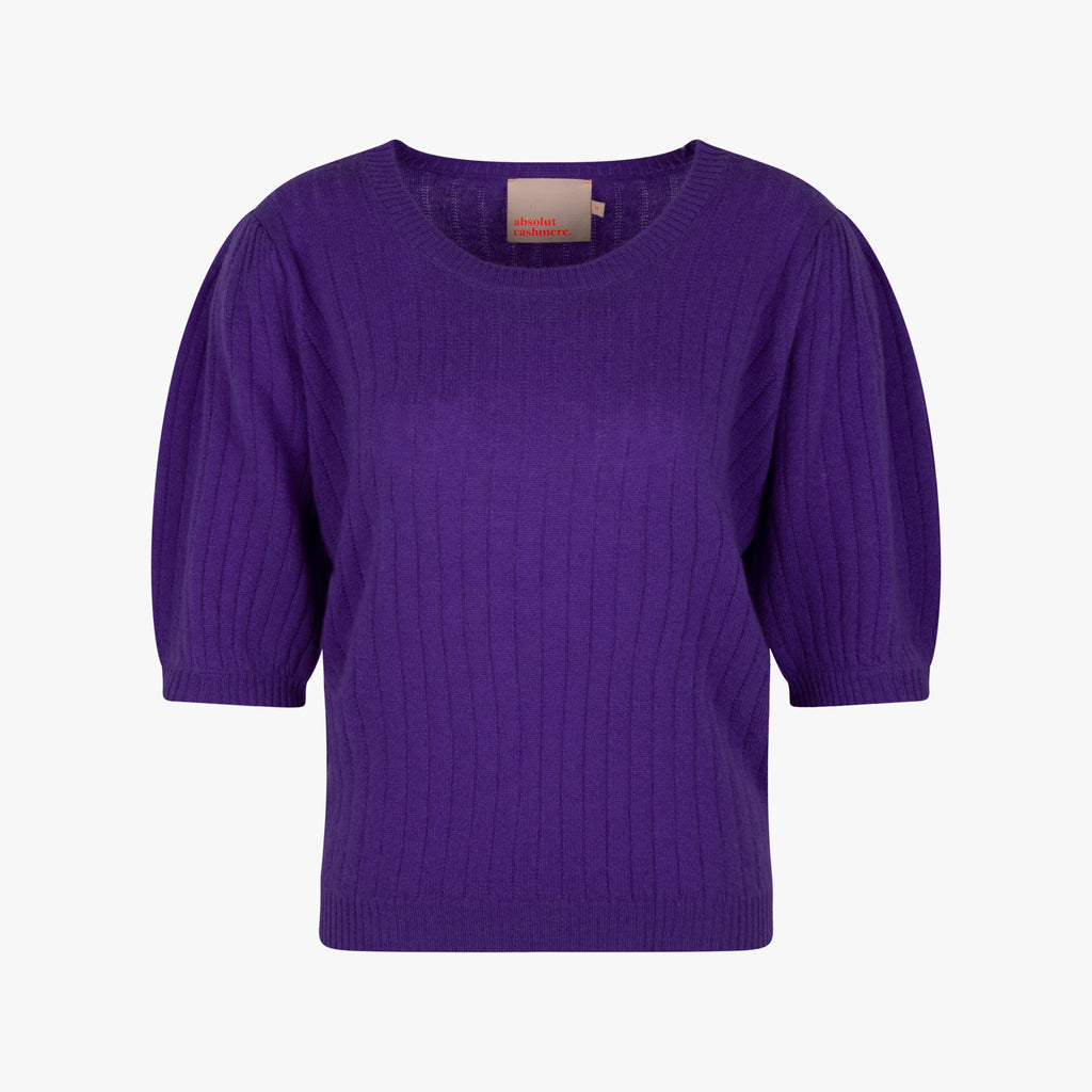 Absolut Cashmere Rundhals Pulli Puffärmel | lila