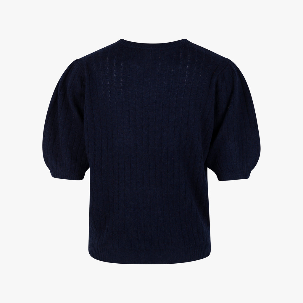 Absolut Cashmere Rundhals Pulli Puffärmel | nachtblau