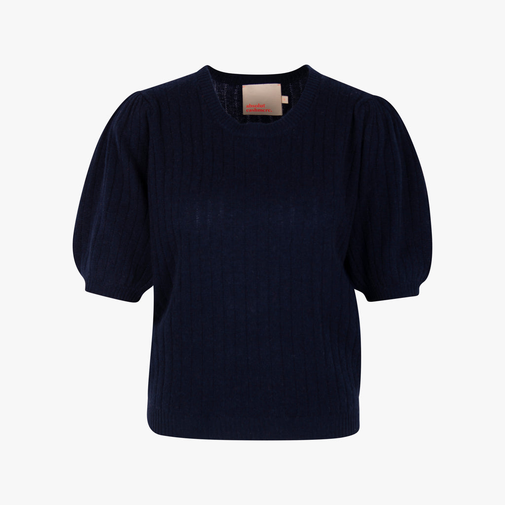 Absolut Cashmere Rundhals Pulli Puffärmel | nachtblau