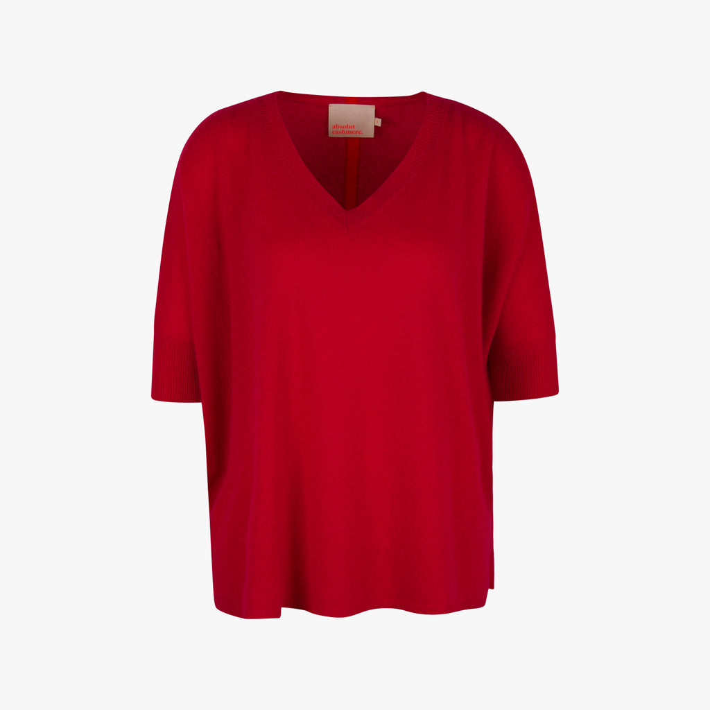 Absolute Cashmere V-Ponchopulli Backstripe | fuchsia