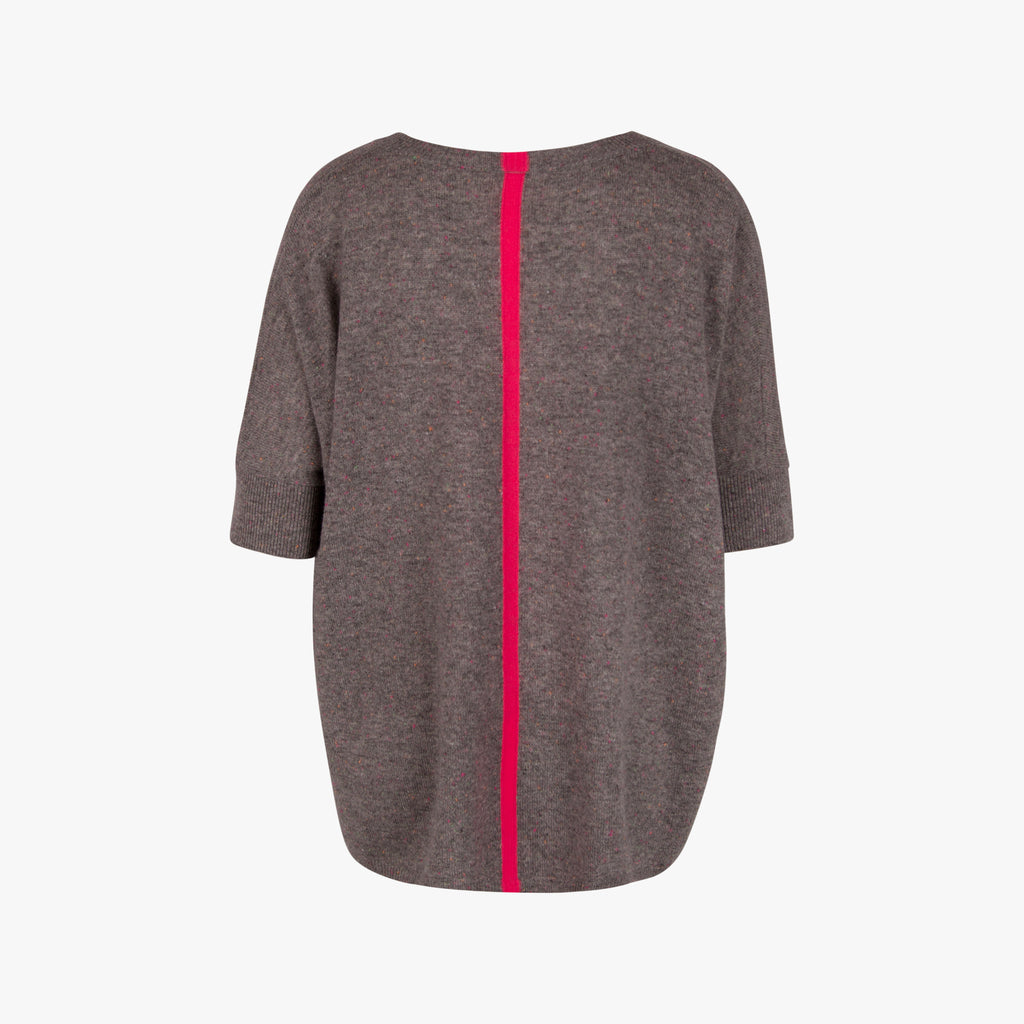 Absolute Cashmere V-Ponchopulli Backstripe | grau