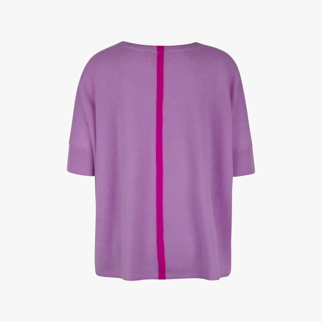 Absolute Cashmere V-Ponchopulli Backstripe | lavendel