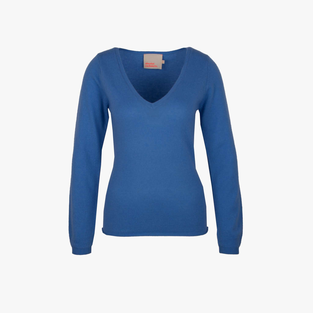 Absolut Cashmere V-Pulli Basic | blau
