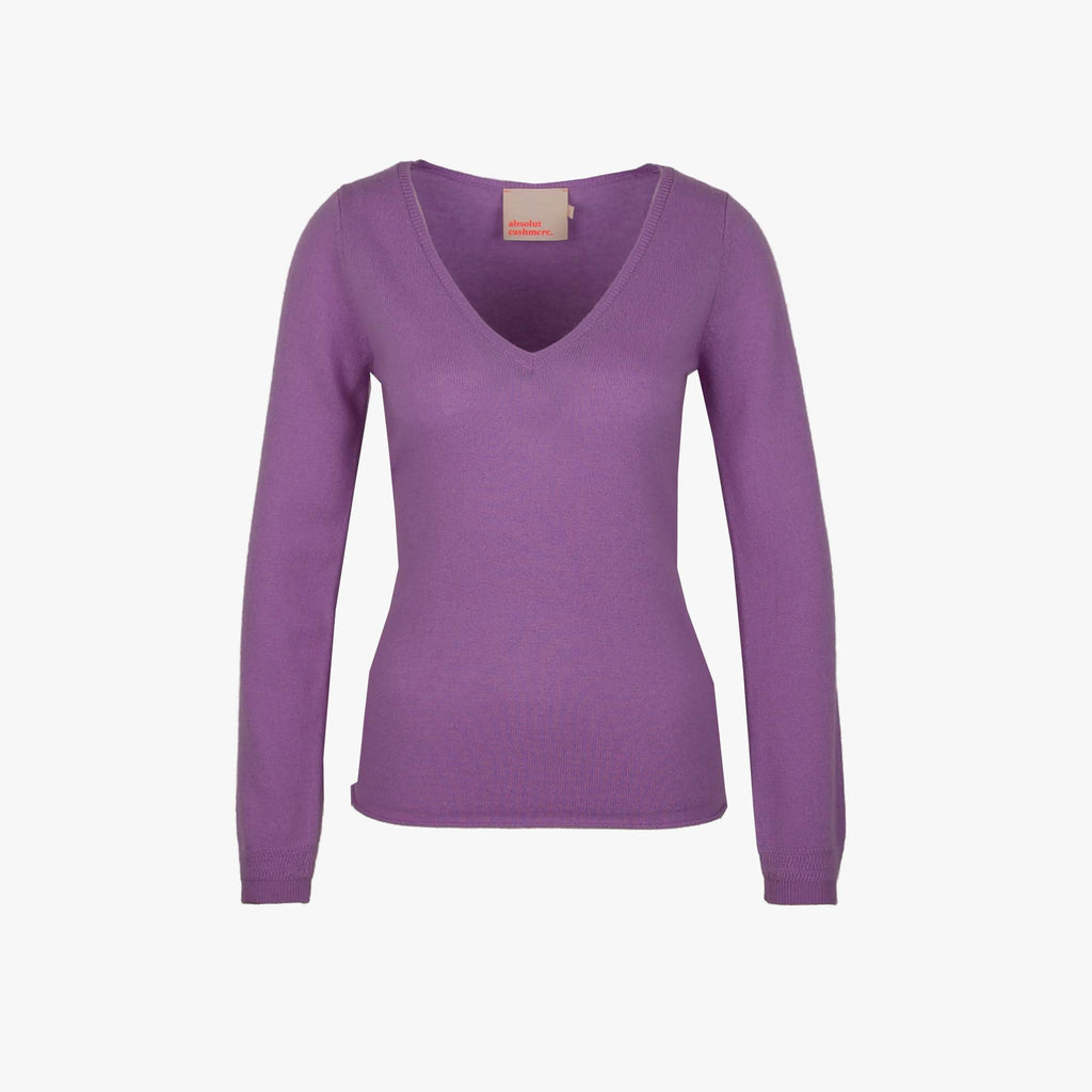 Absolut Cashmere V-Pulli Basic | lavendel
