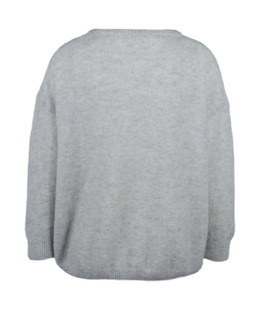 V-Pulli oversized | hellgrau