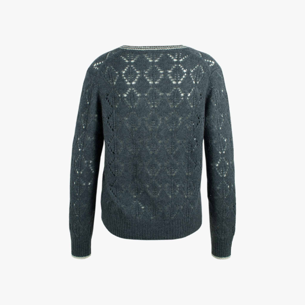 Cashflow Strickjacke mit Lochstickerei | graublau