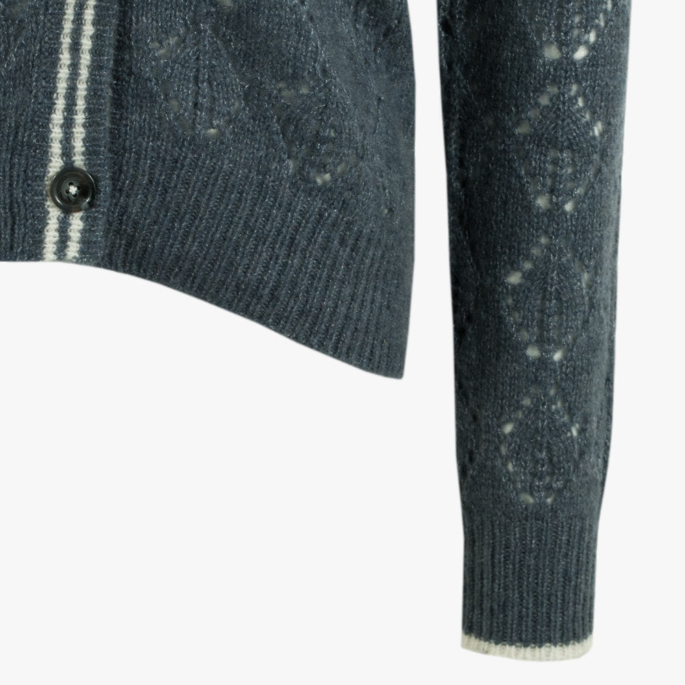 Cashflow Strickjacke mit Lochstickerei | graublau