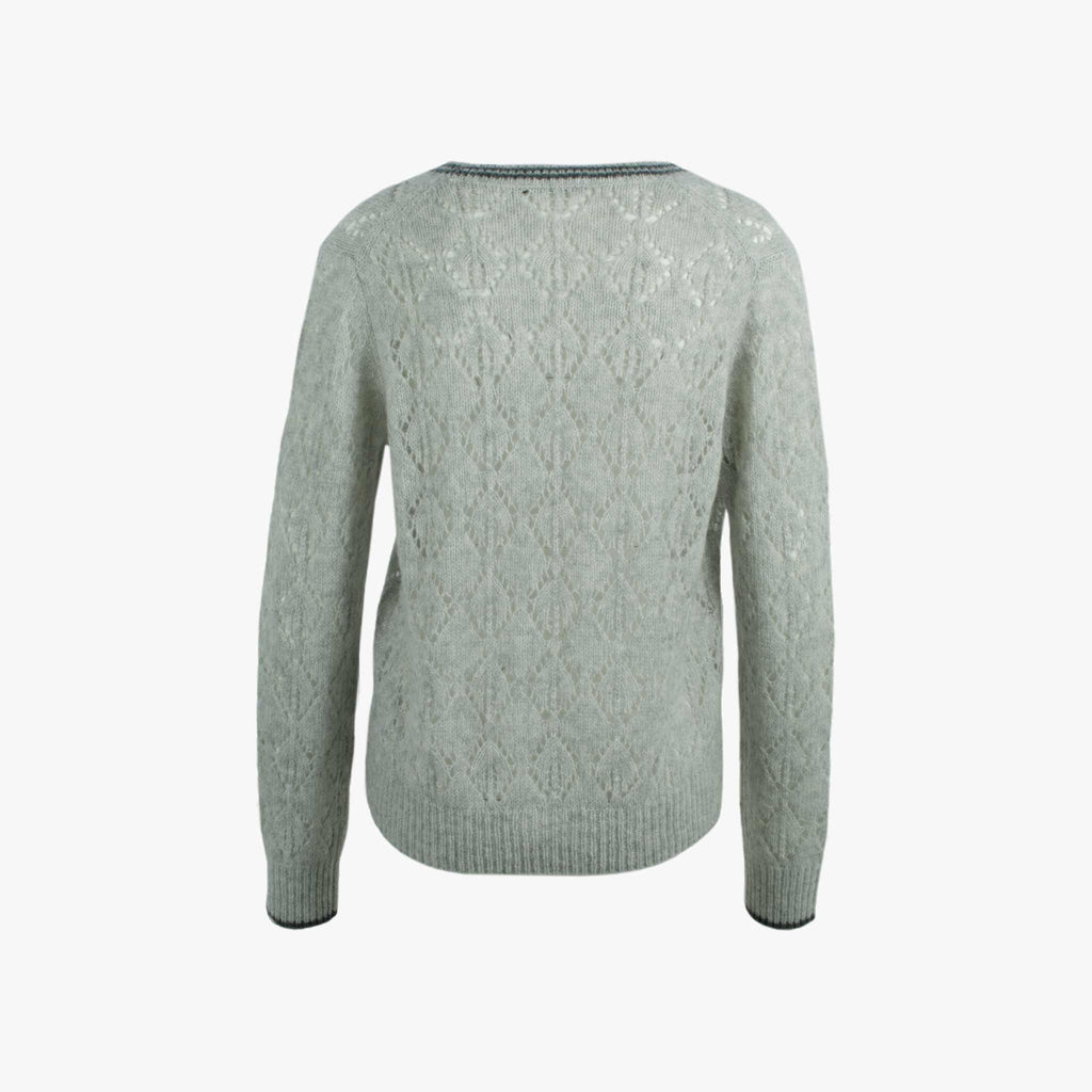 Cashflow Strickjacke mit Lochstickerei | hellgrau