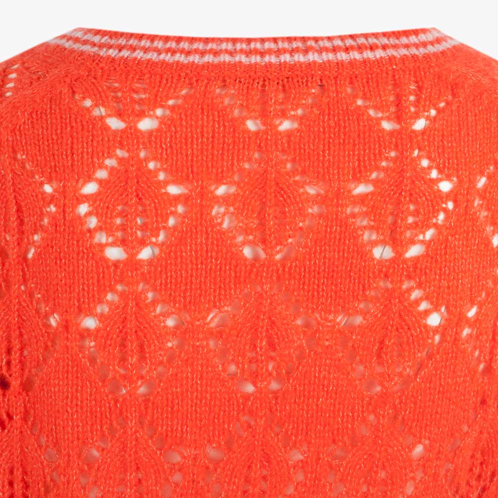 Cashflow Strickjacke mit Lochstickerei | koralle