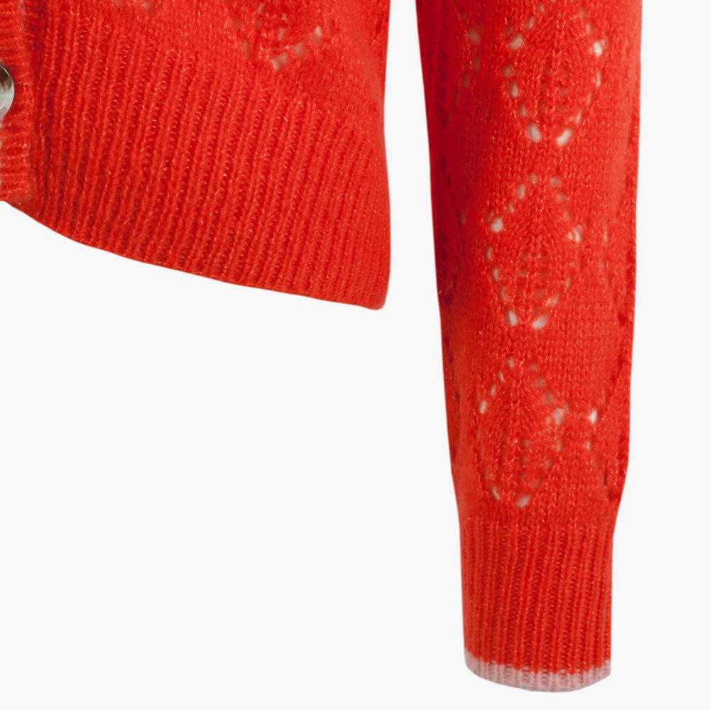Cashflow Strickjacke mit Lochstickerei | koralle