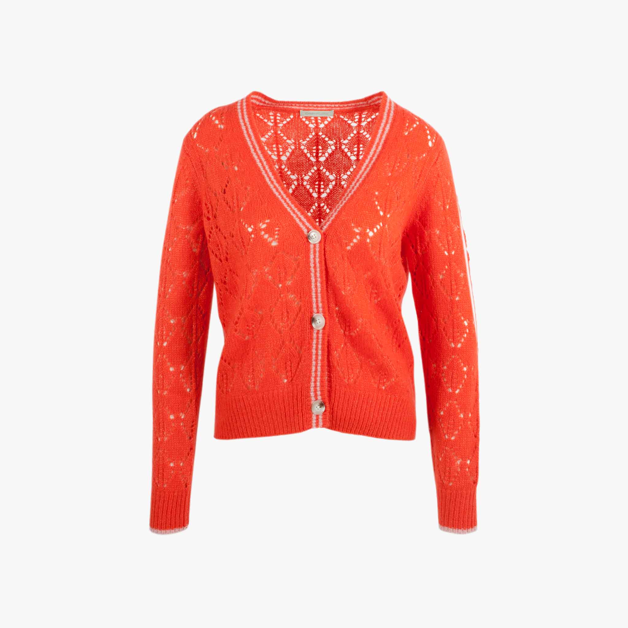 Cashflow Strickjacke mit Lochstickerei | koralle