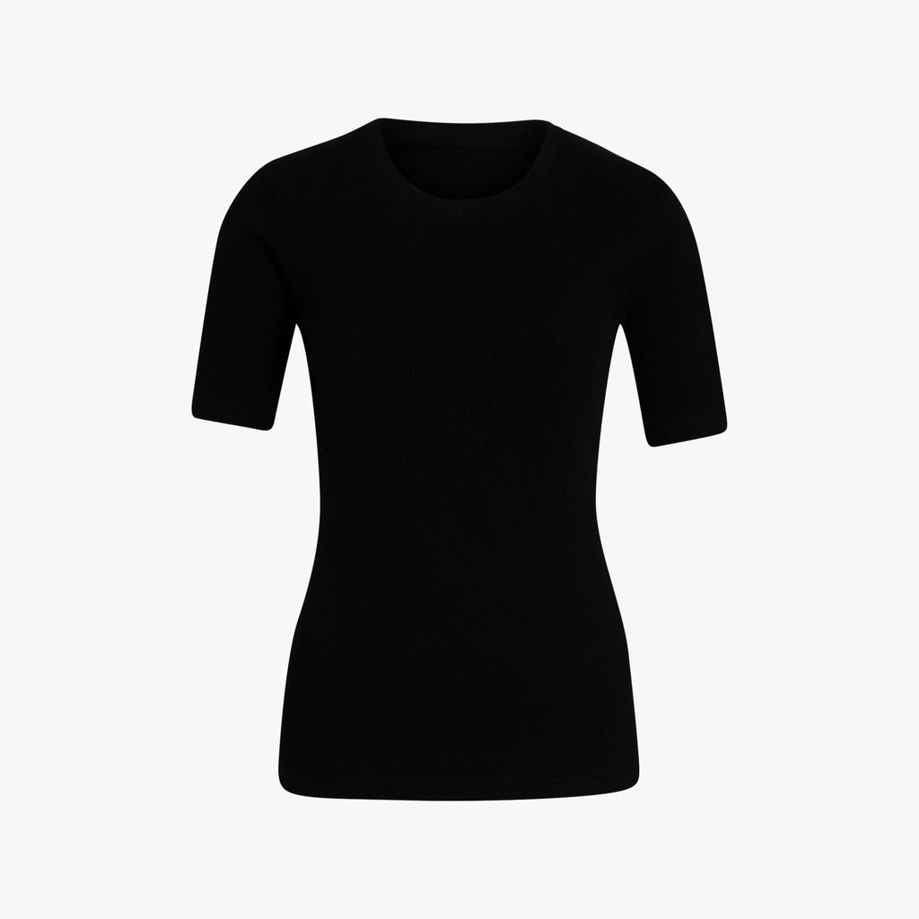1/2 Ripp-Shirt uni | schwarz
