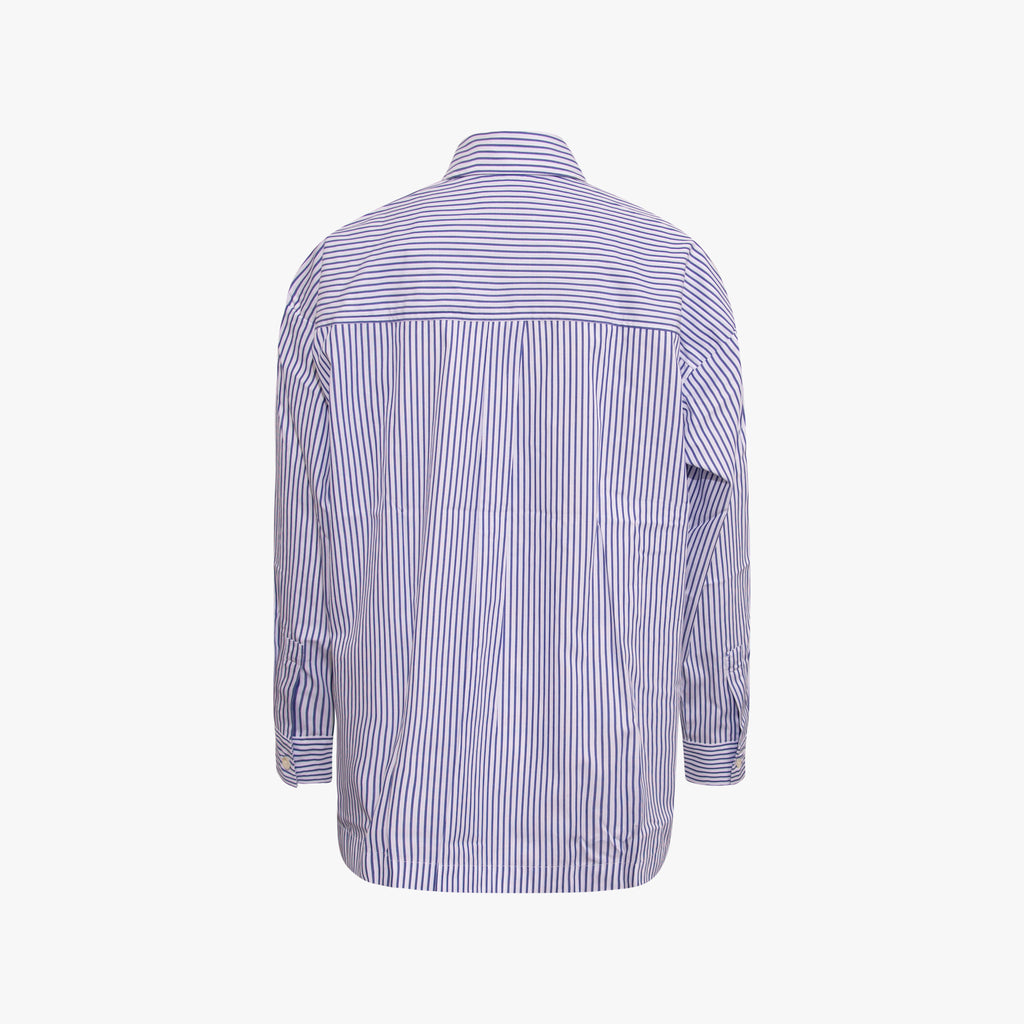 Hemdbluse mit Seitenschlitz | blau-weiß