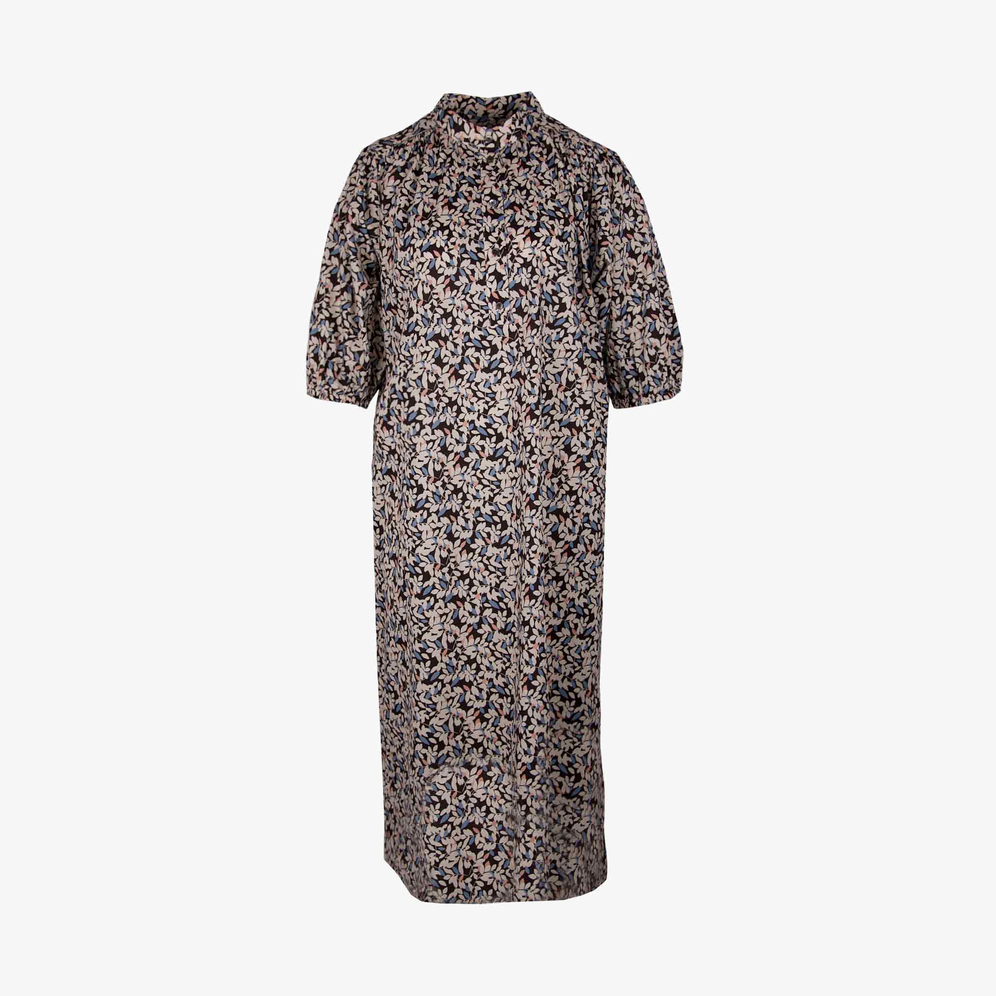 Closed Maxikleid Leafprint | schwarz