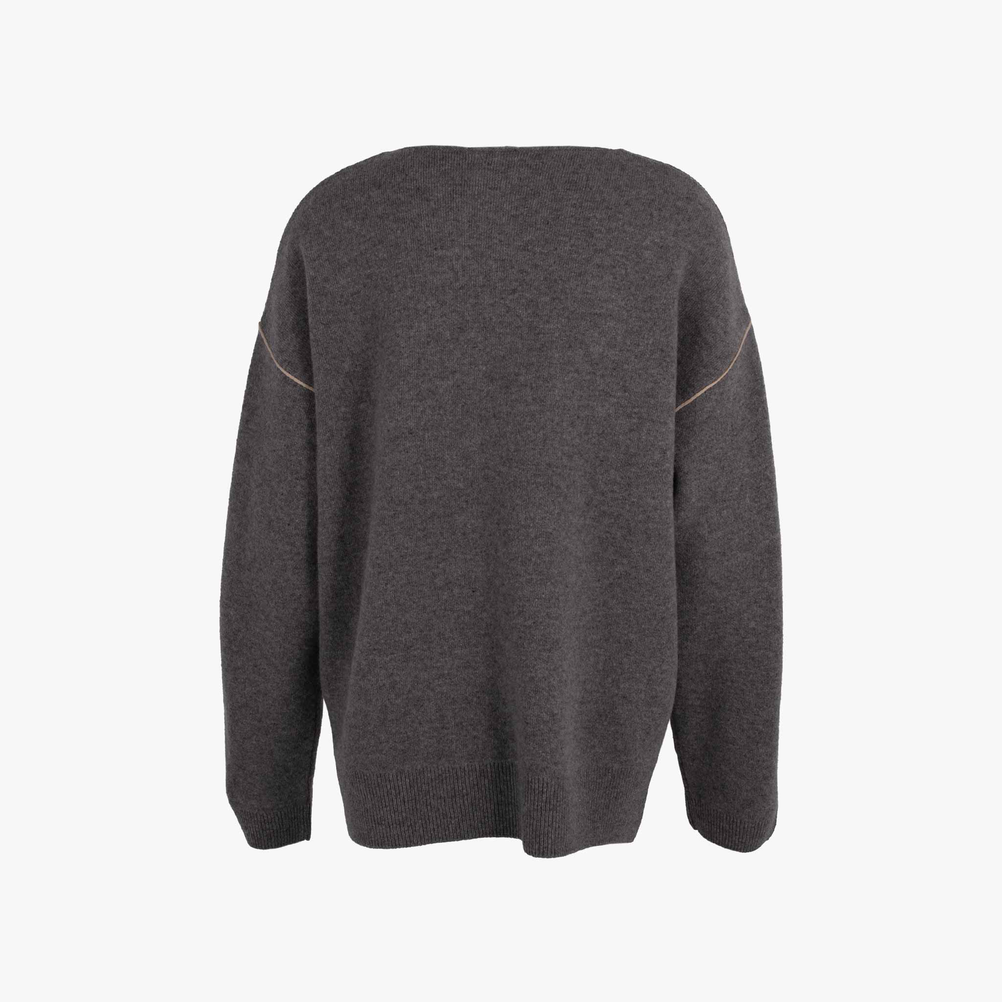 Closed V-Pulli Doubleface | grau