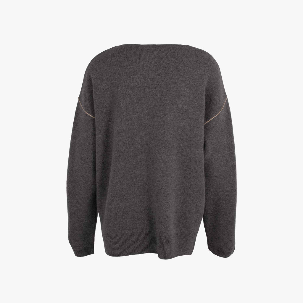 Closed V-Pulli Doubleface | grau