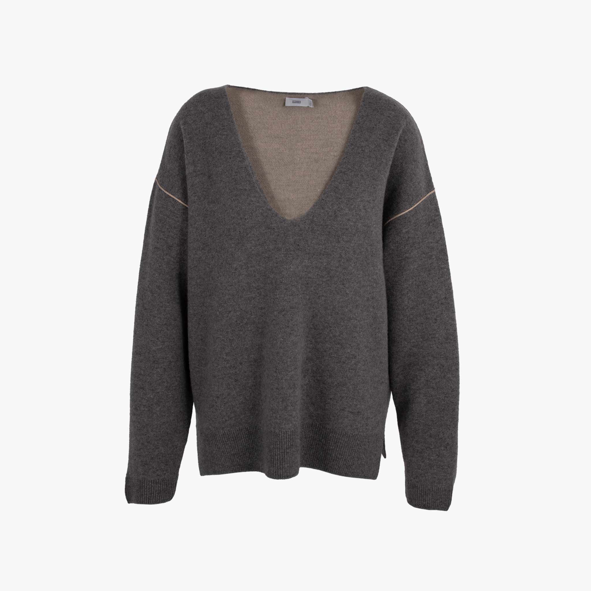 Closed V-Pulli Doubleface | grau