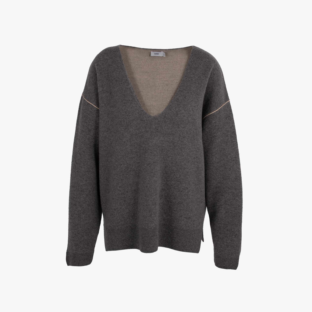 Closed V-Pulli Doubleface | grau