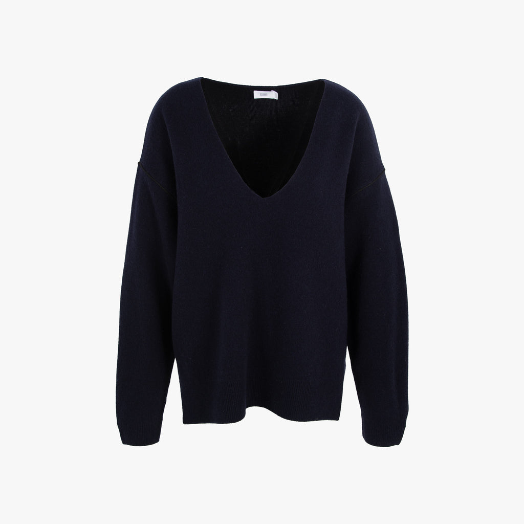 Closed V-Pulli Doubleface | nachtblau