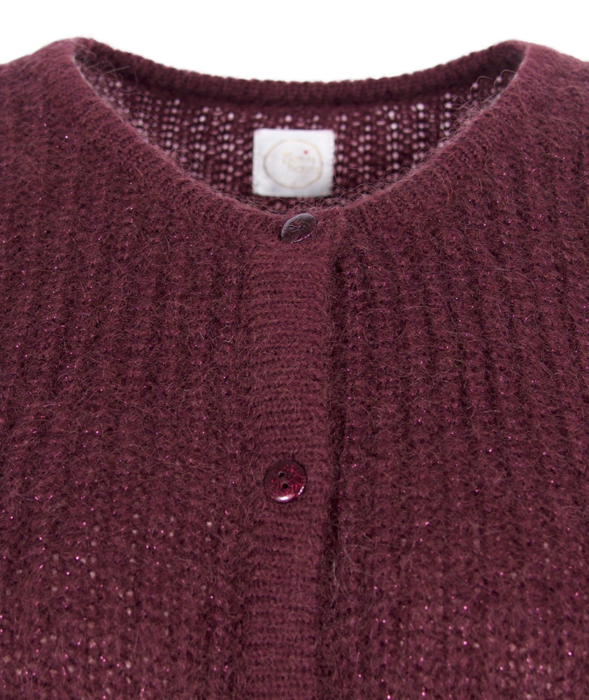 Rippenjacke Lurex | bordeaux