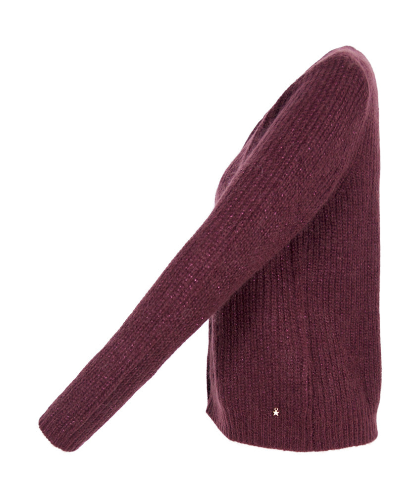 Rippenjacke Lurex | bordeaux
