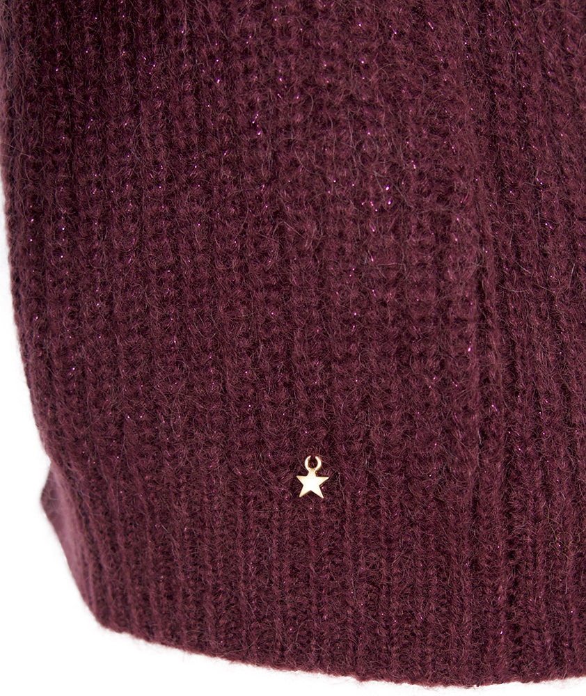 Rippenjacke Lurex | bordeaux