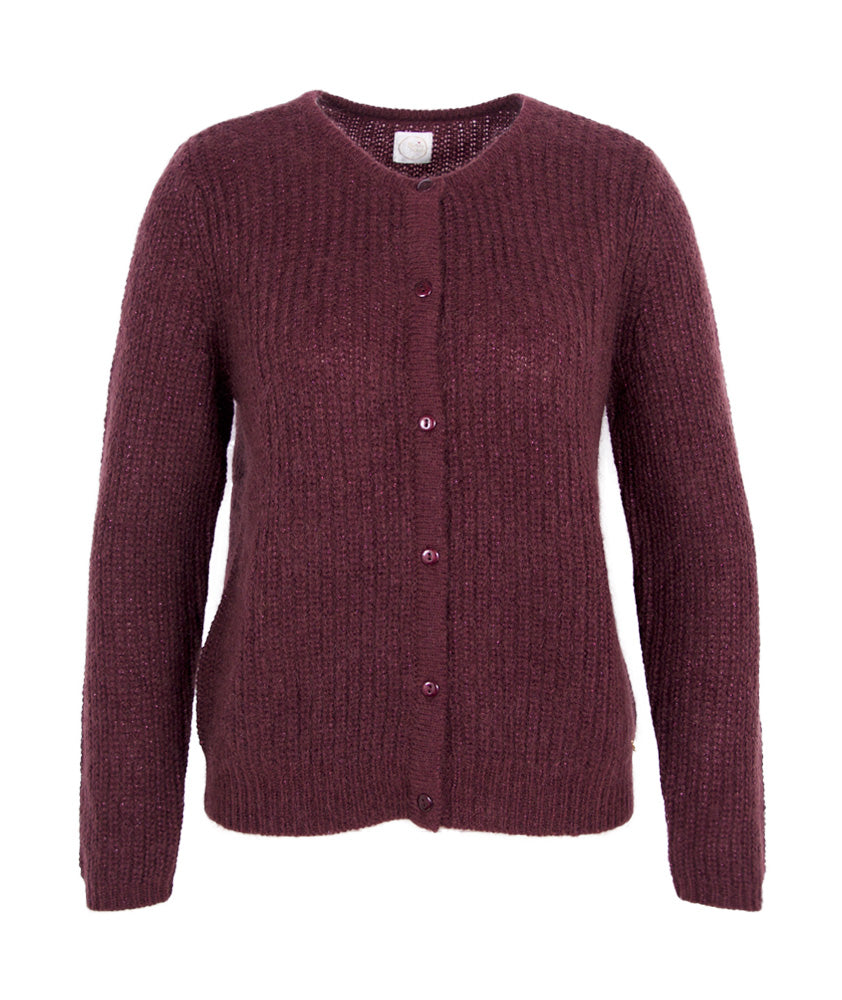 Rippenjacke Lurex | bordeaux