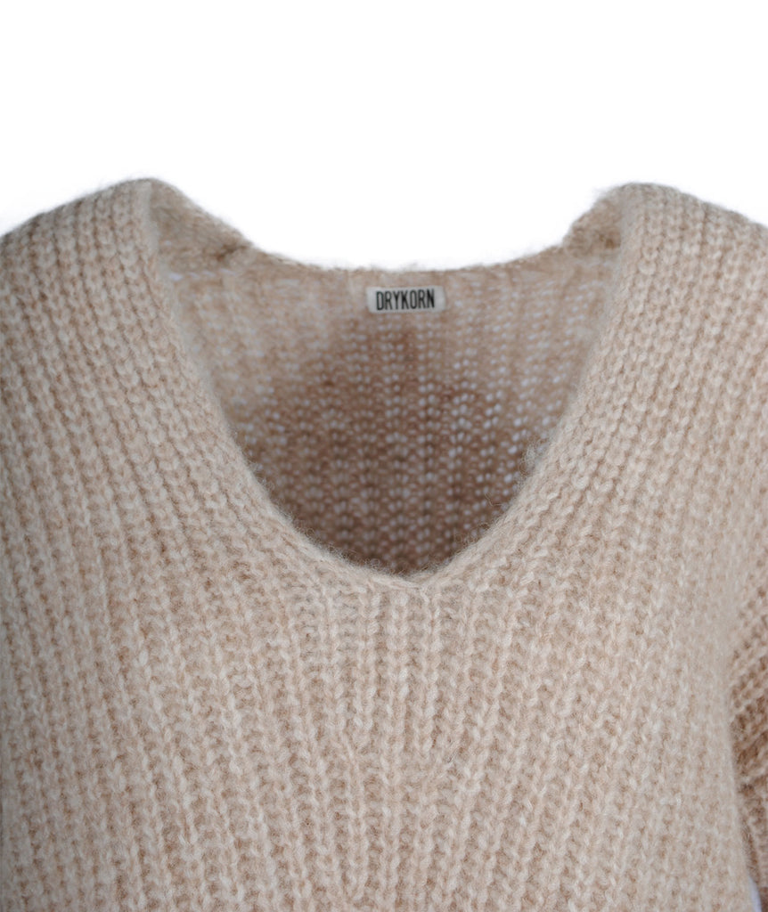 Grobstrick V-Pulli Linna | beige