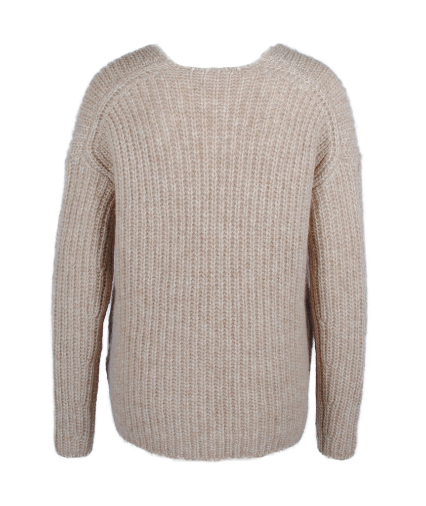 Grobstrick V-Pulli Linna | beige