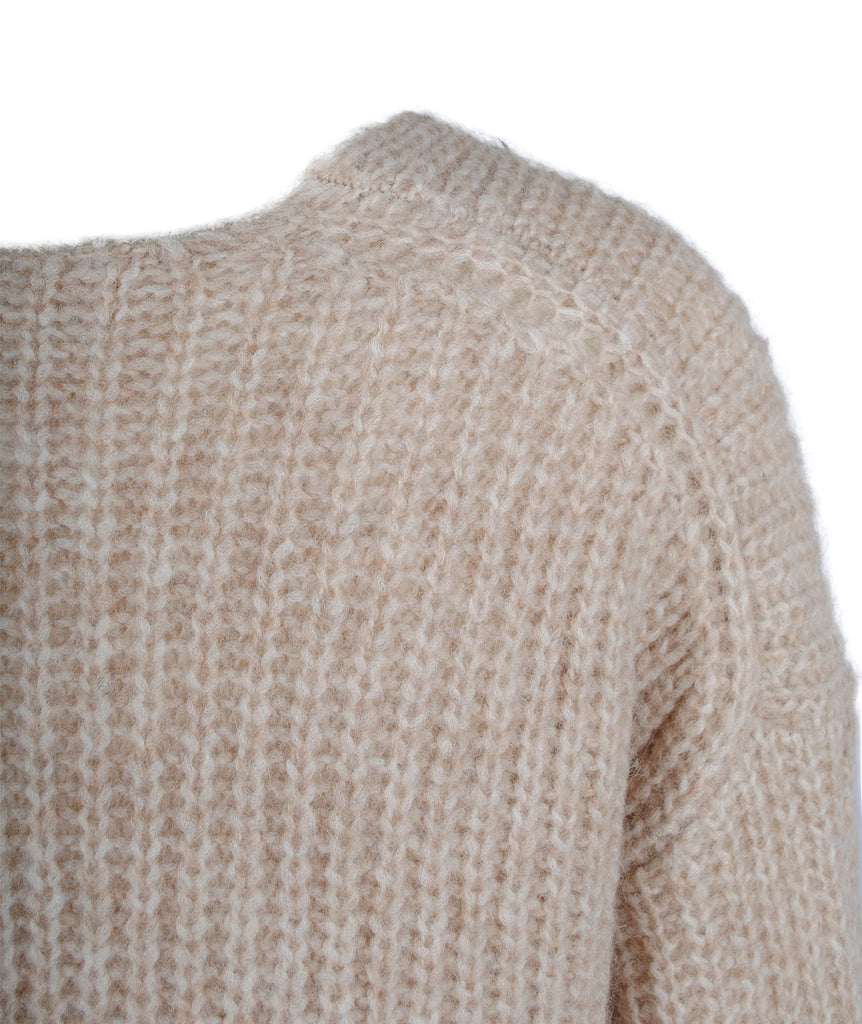 Grobstrick V-Pulli Linna | beige
