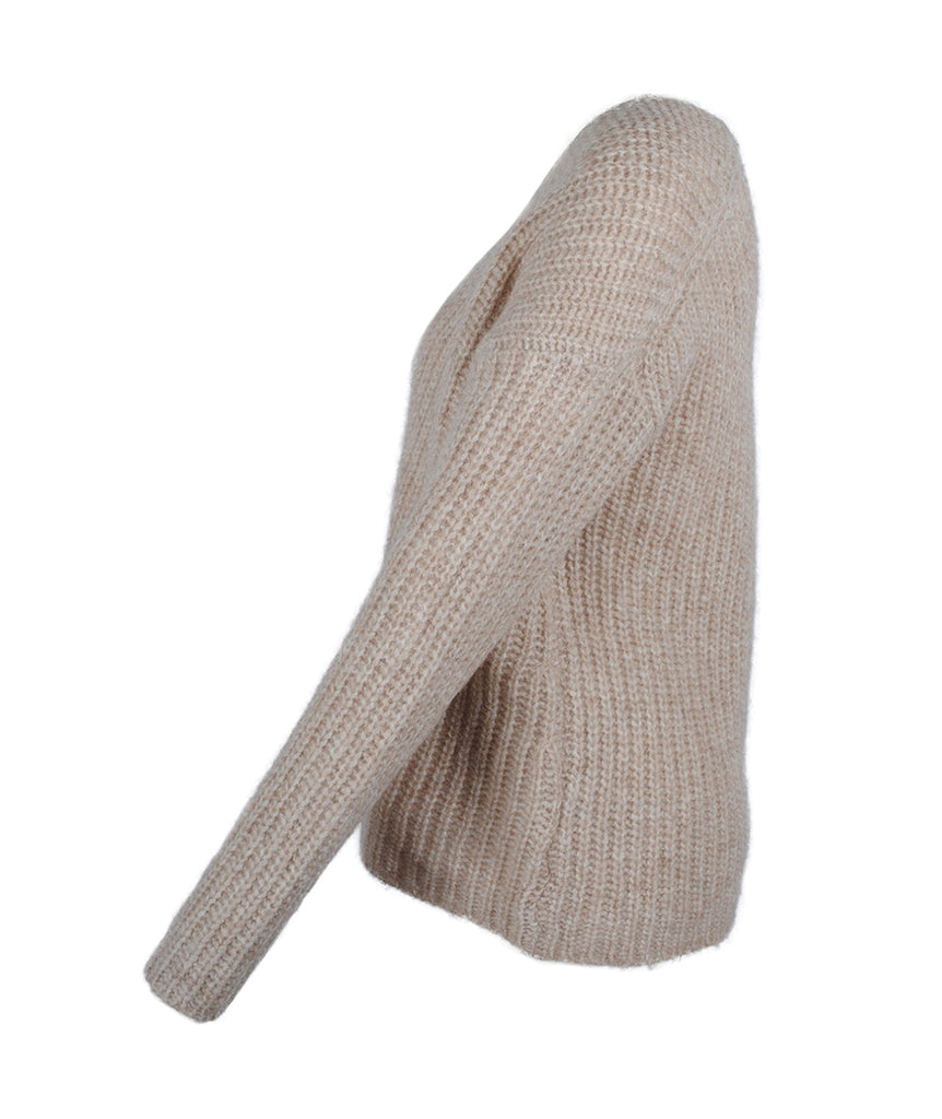 Grobstrick V-Pulli Linna | beige