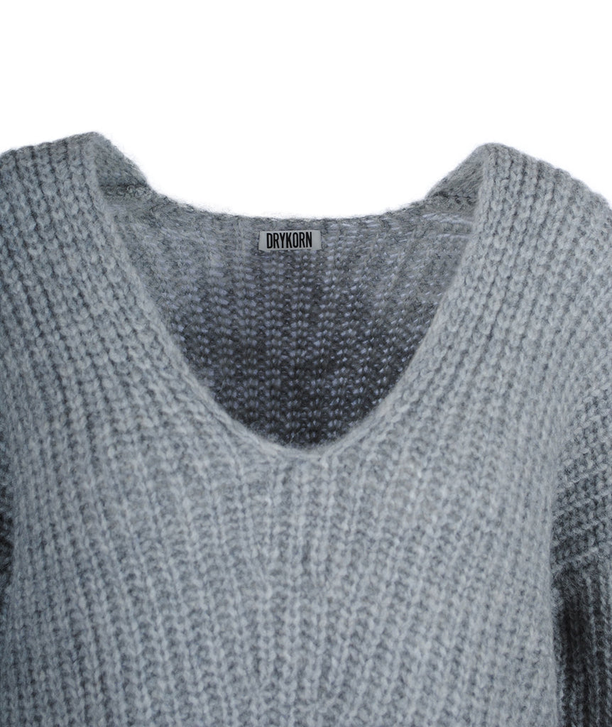 Grobstrick V-Pulli Linna | grau