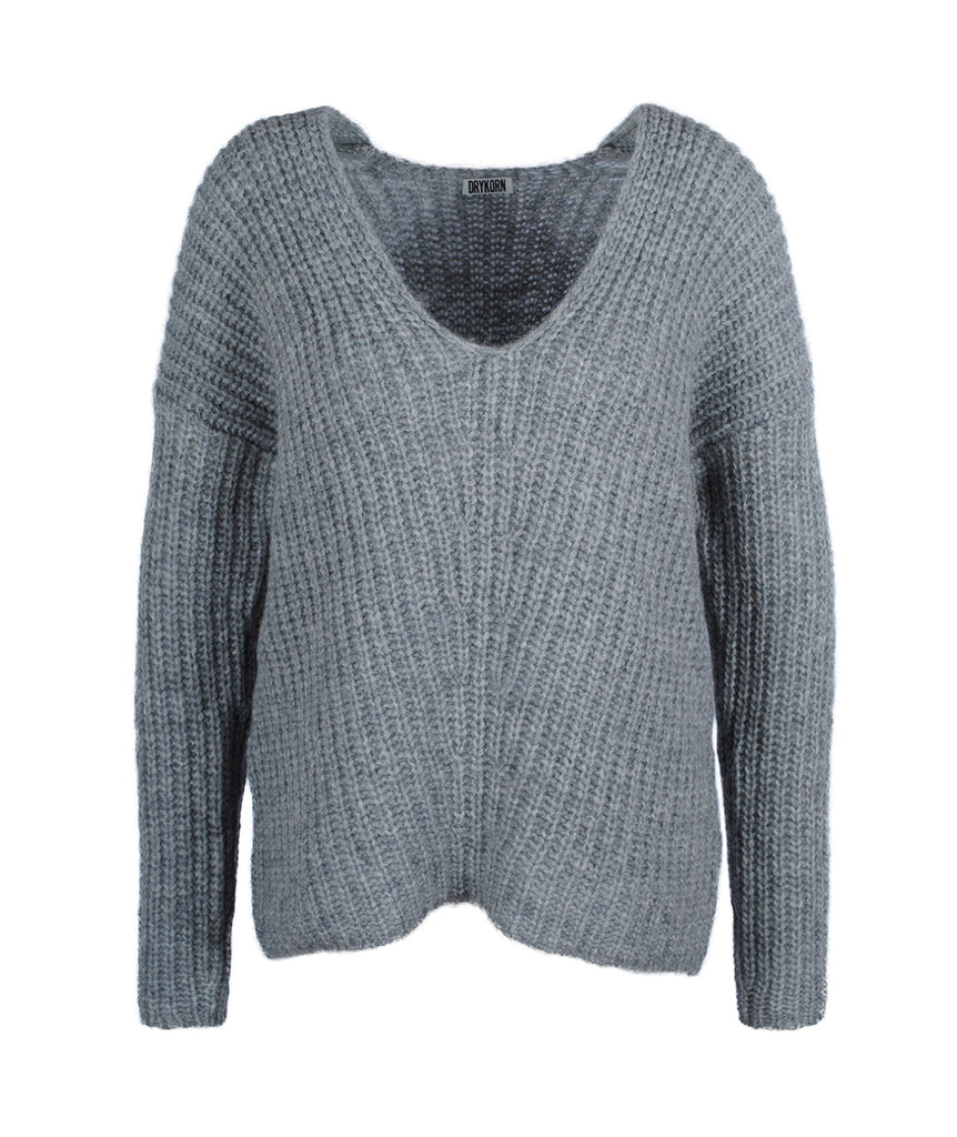 Grobstrick V-Pulli Linna | grau