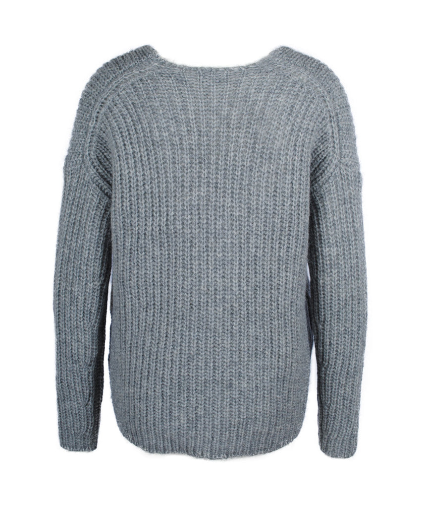 Grobstrick V-Pulli Linna | grau