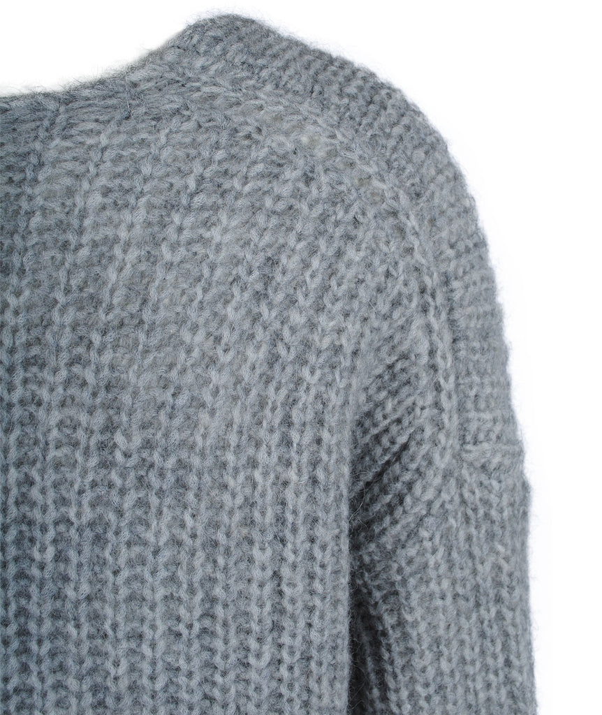 Grobstrick V-Pulli Linna | grau