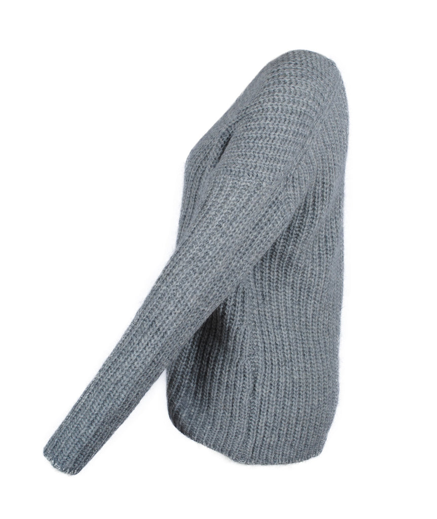 Grobstrick V-Pulli Linna | grau