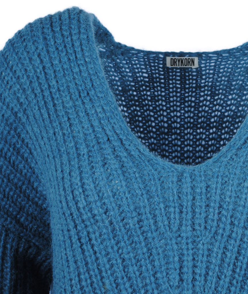 Grobstrick V-Pulli Linna | petrol