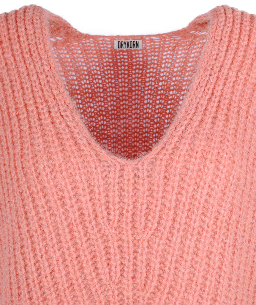 Grobstrick V-Pulli Linna | rosa