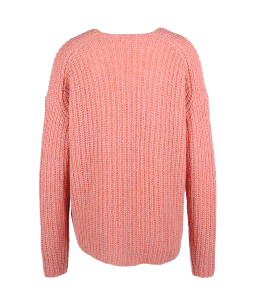 Grobstrick V-Pulli Linna | rosa