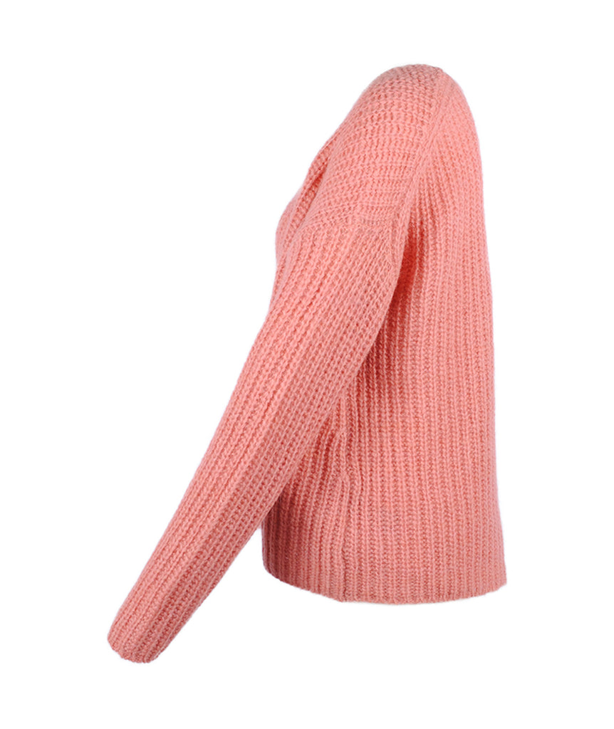 Grobstrick V-Pulli Linna | rosa