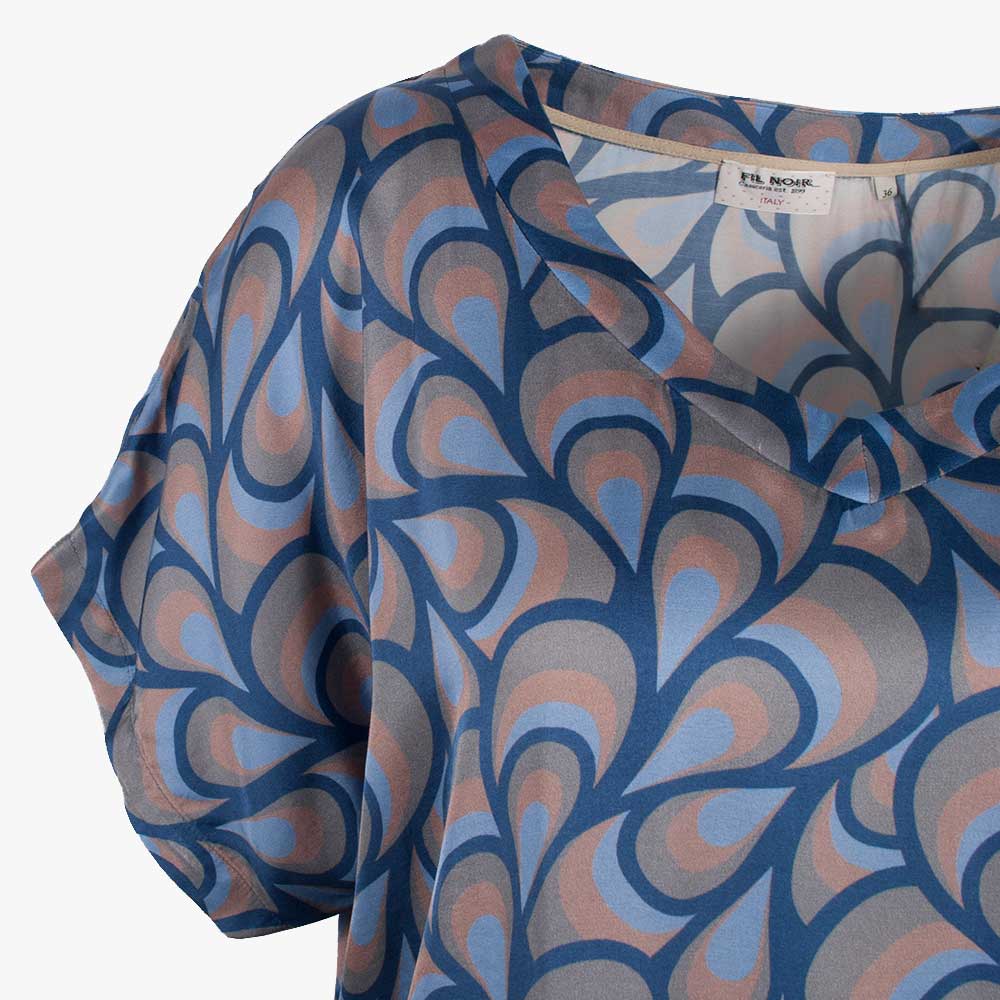 1/2 Bluse Blueprint, Detail Kragen | blau