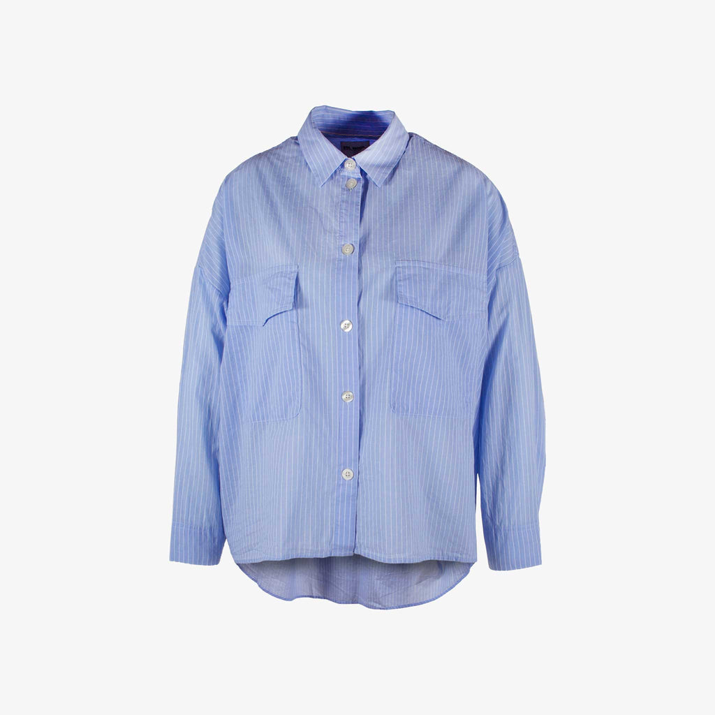 Bluse Steifen, Vorderansicht | blau-weiß