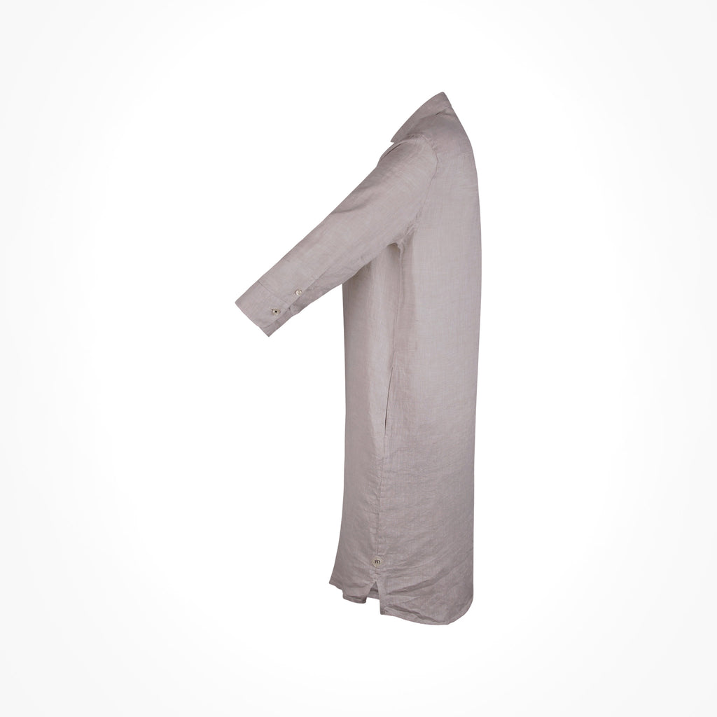 Fil Noir Leinen Kleid geknöpft | beige