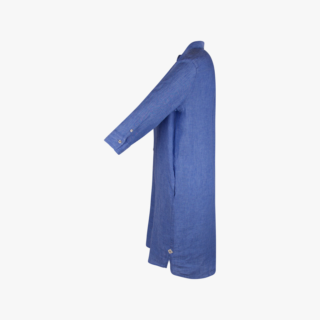 Fil Noir Leinen Kleid geknöpft | blau